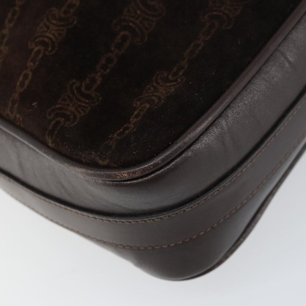 Authentic CELINE Shoulder Bag Leather Suede Brown Gold - Picture 3 of 16